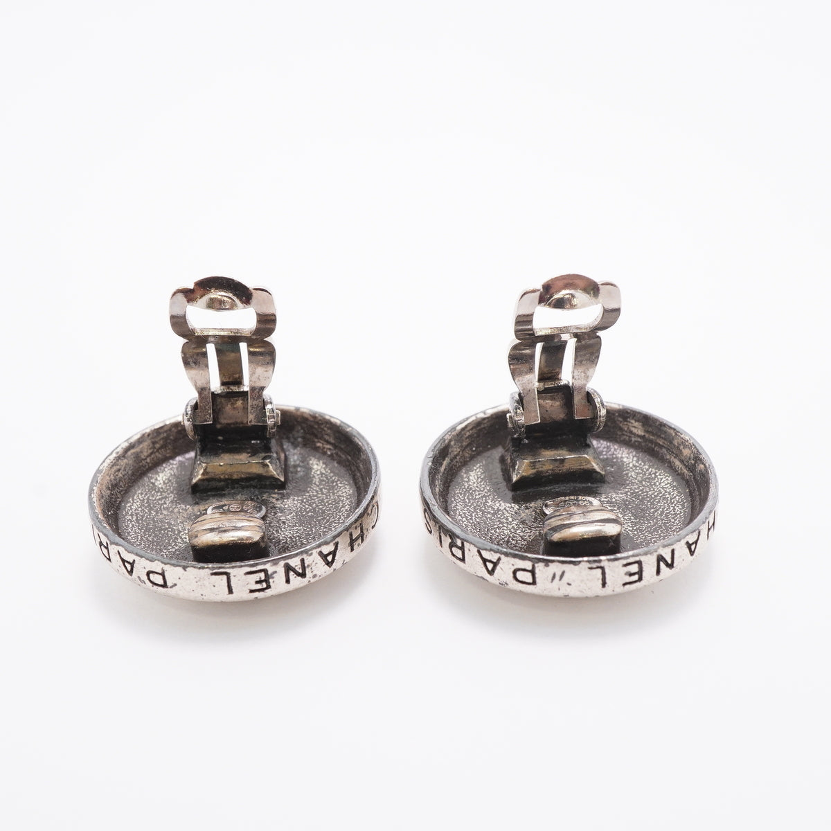 【6jib0383】シャネル イヤリング ヴィンテージ ココマーク シャネルロゴ 丸型 サークル メタル シルバー【中古】レディース