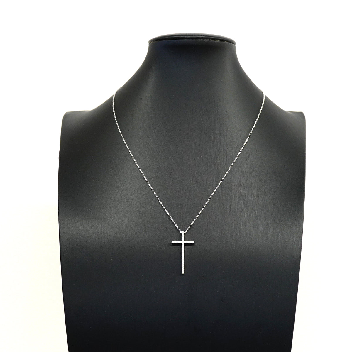 【6jib0392】ティファニー ネックレス メトロ/クロス K18WG ホワイトゴールド ダイヤモンド【中古】レディース