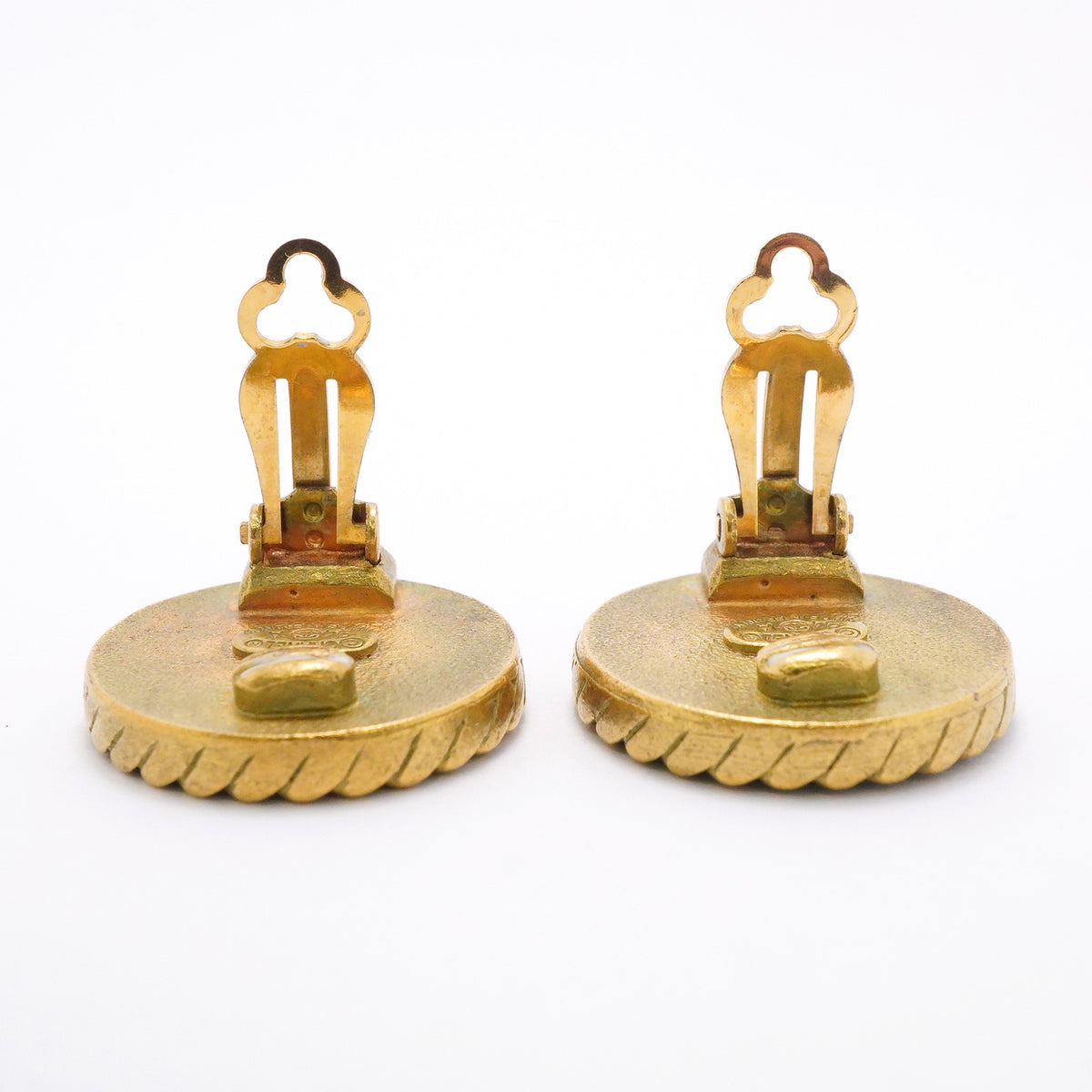 【6jib0550】シャネル イヤリング ヴィンテージ ココマーク 丸型 サークル GPメッキ ゴールド ブラック【中古】レディース