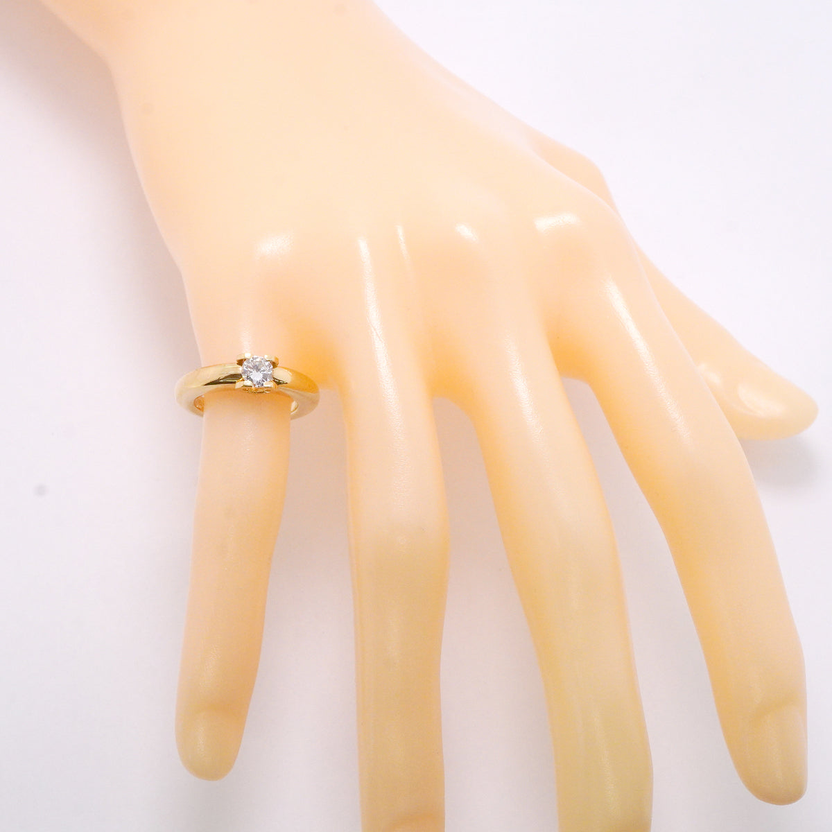 【6jkb0070】カルティエ リング ソリテール Cドゥ 1PD K18YG イエローゴールド ダイヤモンド #48【中古】レディース