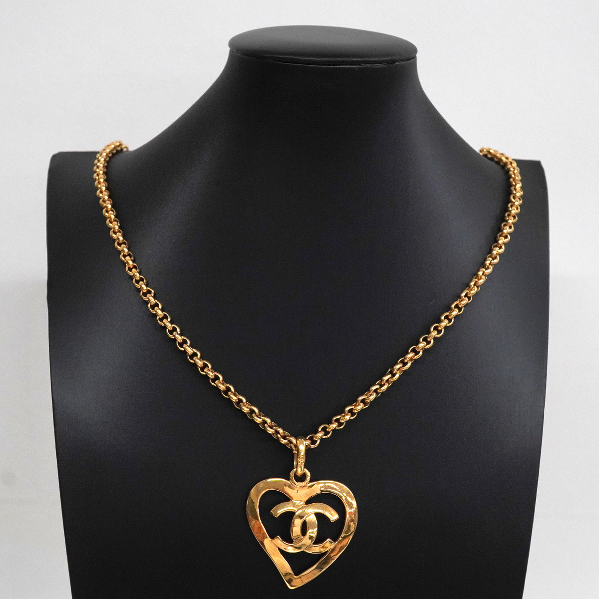 【6jkb0121】シャネル ネックレス ヴィンテージ ココマーク ハートモチーフ GPメッキ ゴールド【中古】レディース