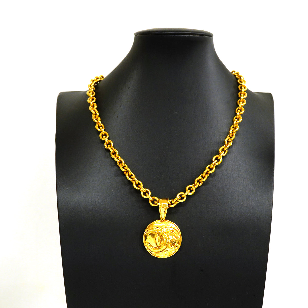 【6jkb0197】シャネル ネックレス ヴィンテージ ココマーク 丸型 サークル GPメッキ ゴールド【中古】レディース