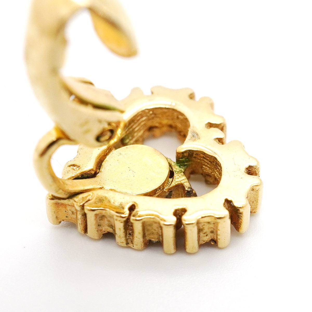 【6jkb0321】クリスチャンディオール イヤリング ディオールロゴ ハートモチーフ GPメッキ ラインストーン ゴールド【中古】レディース