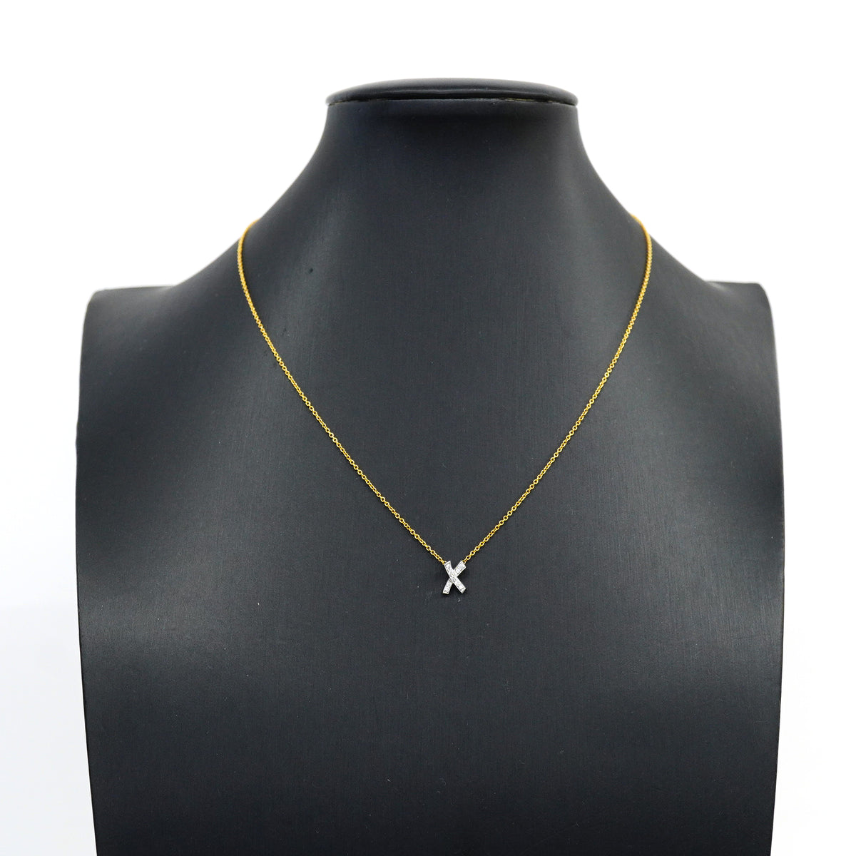【6jkb0499】ティファニー ネックレス キス パヴェ K18YG イエローゴールド Pt950 プラチナ ダイヤモンド【中古】レディース