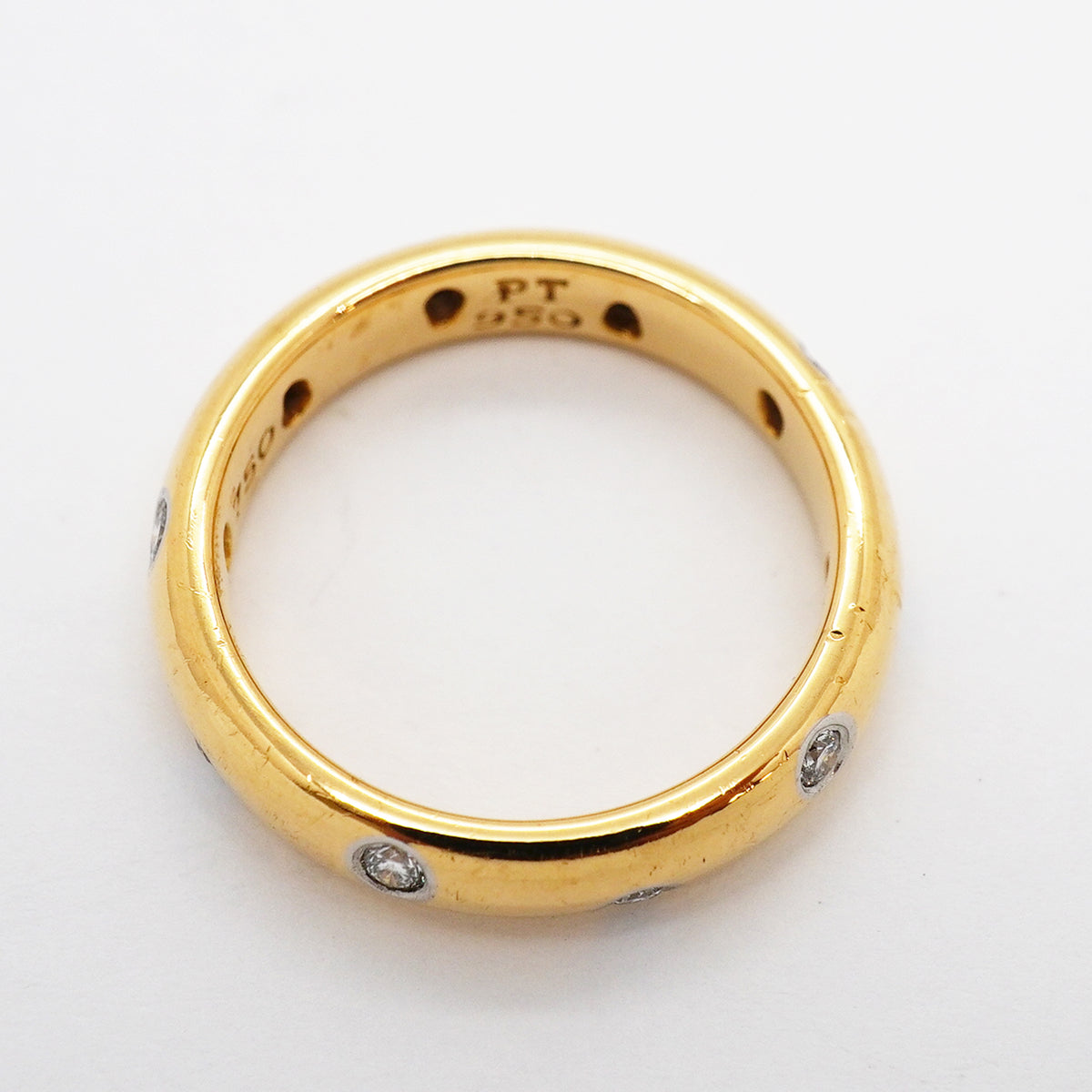 【6jkb0516】ティファニー リング ドッツ K18YG イエローゴールド Pt950 プラチナ ダイヤモンド 10号【中古】レディース