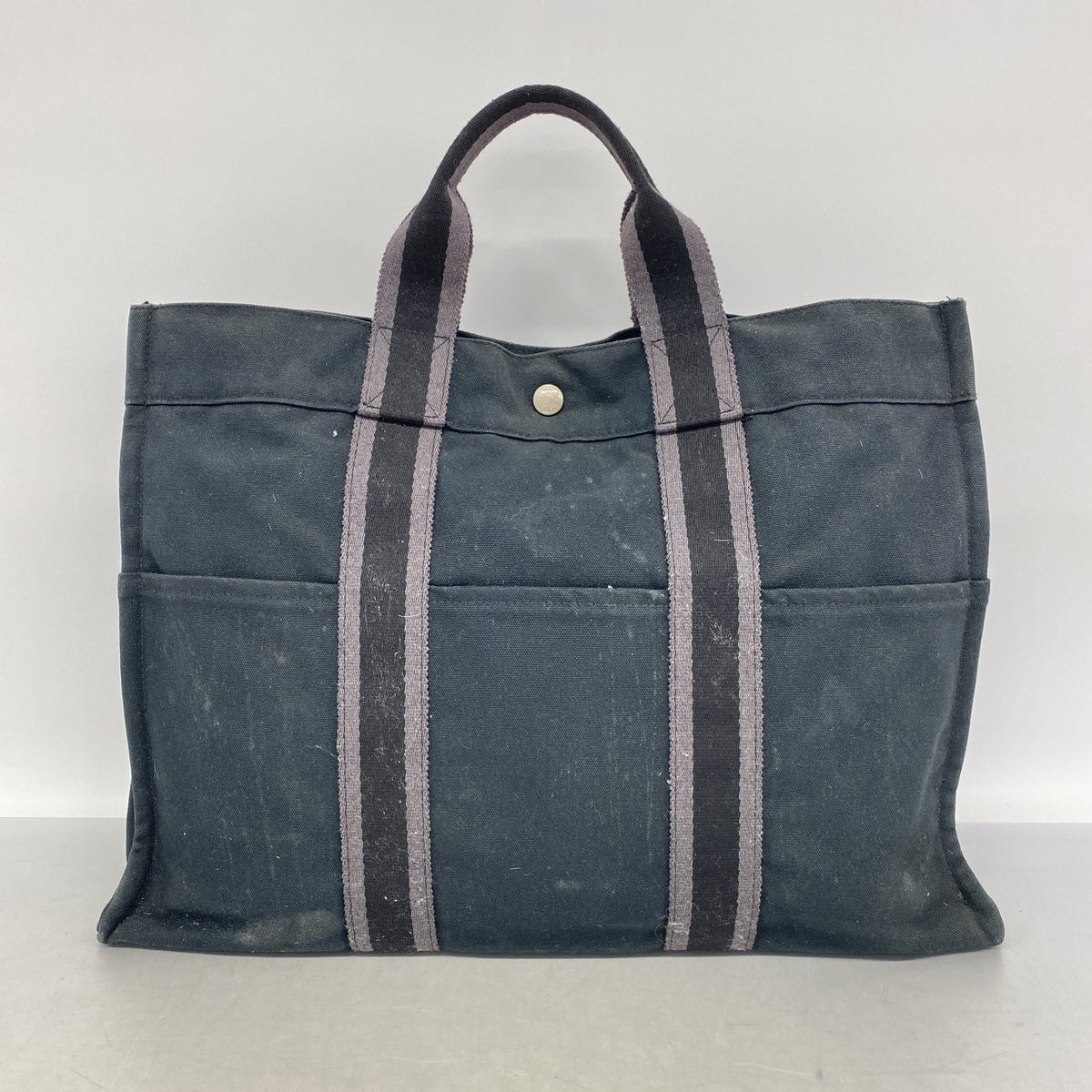 【6ka0037】エルメス トートバッグ フールトゥMM キャンバス ブラック シルバー金具【中古】メンズ レディース ユニセックス
