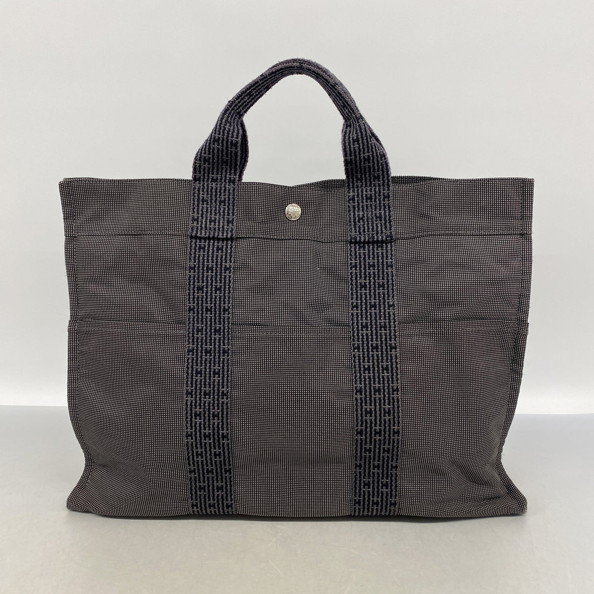 【6ka0097】エルメス トートバッグ エールラインMM ナイロン グレー シルバー金具【中古】メンズ レディース ユニセックス