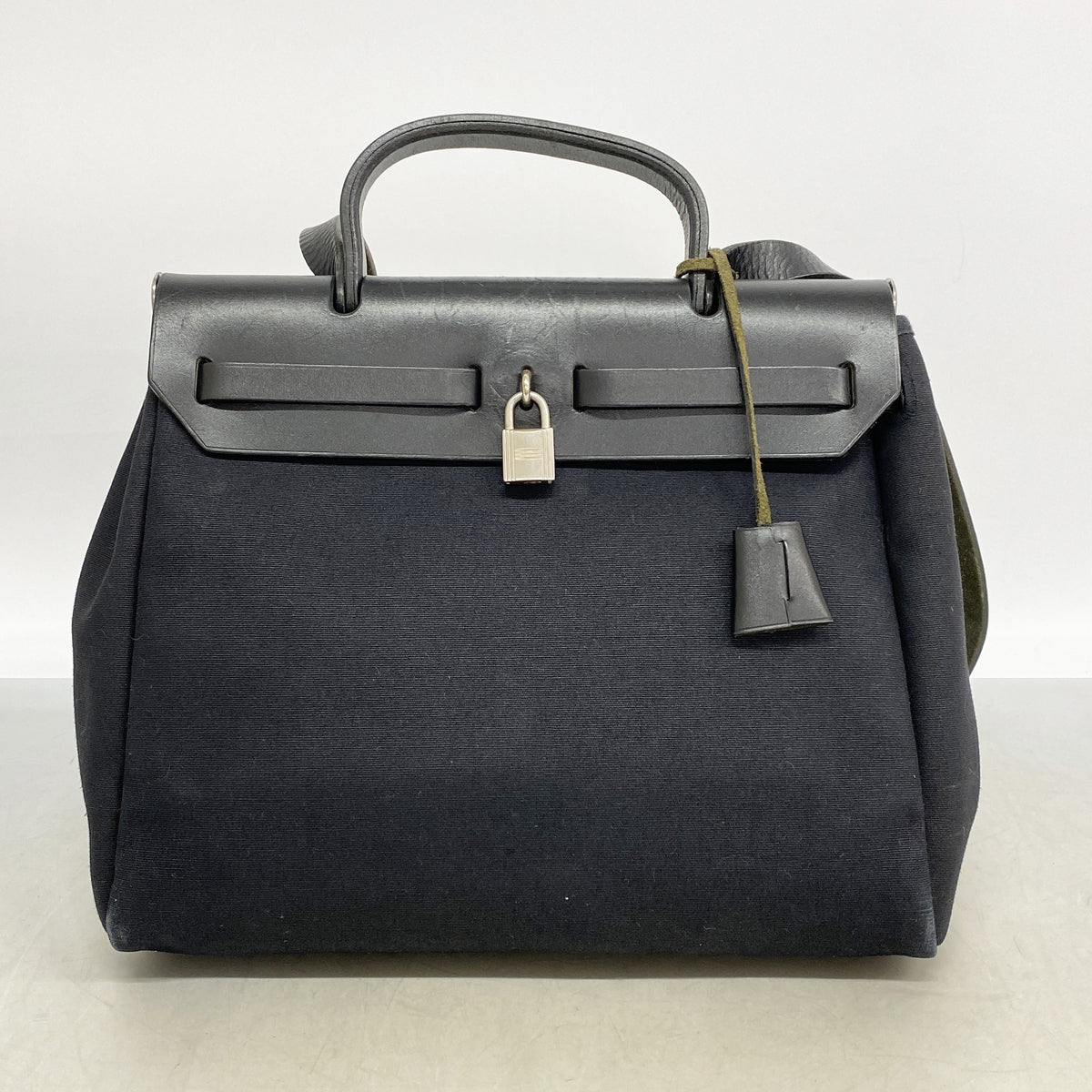 【6ka0364】エルメス ハンドバッグ エールバッグPM トワルオフィシエ ブラック シルバー金具 □E刻印 2wayバッグ【中古】レディース