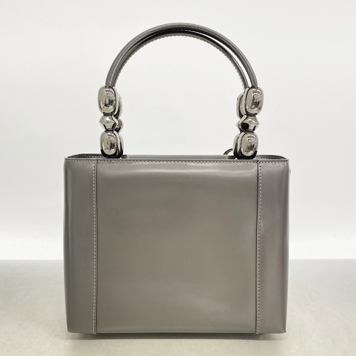【6ka0503】クリスチャンディオール ハンドバッグ マリスパール エナメル グレー シルバー金具【中古】レディース