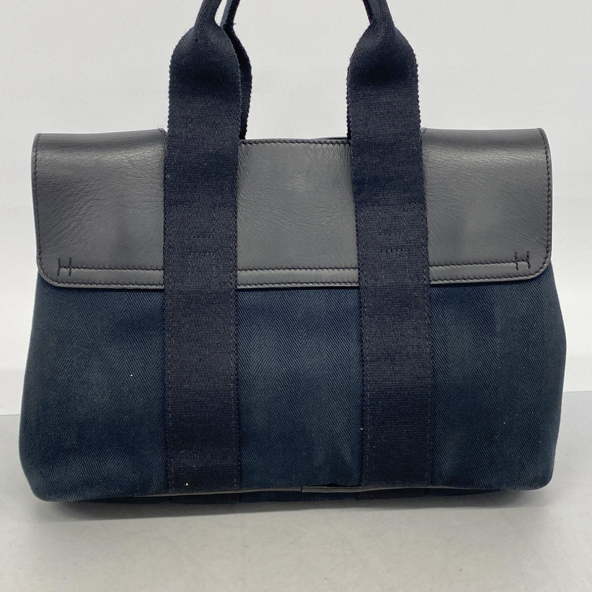 【6kb0906】エルメス トートバッグ ヴァルパライソPM トワルシェブロン ブラック シルバー金具【中古】レディース