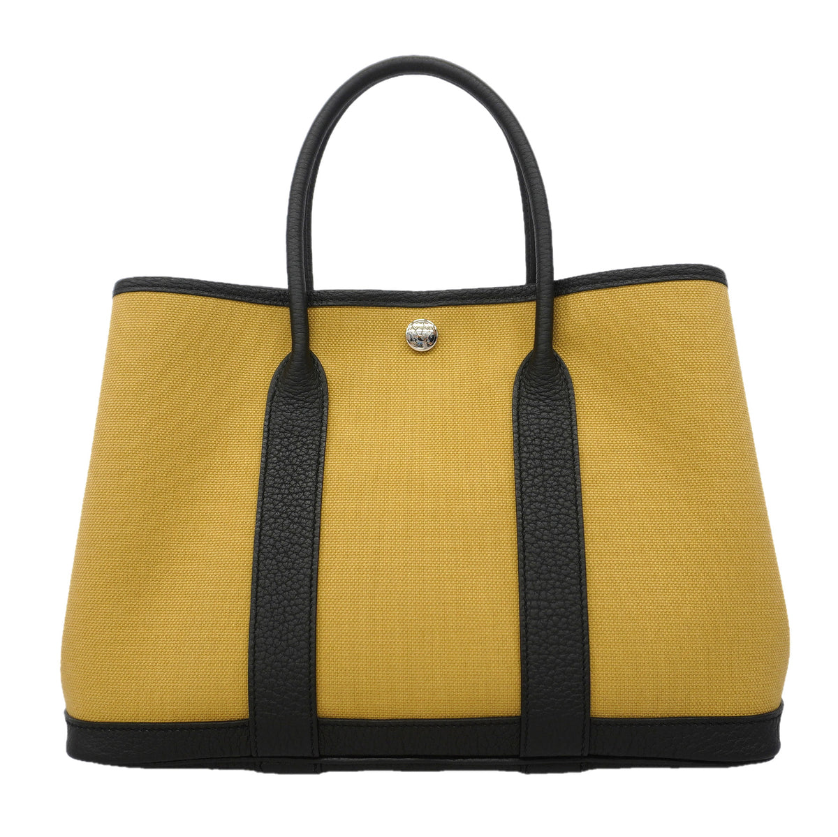 【6kb0990】エルメス トートバッグ ガーデンパーティTPM トワルオフィシエ ブラック ベージュ シルバー金具 W刻印【中古】レディース