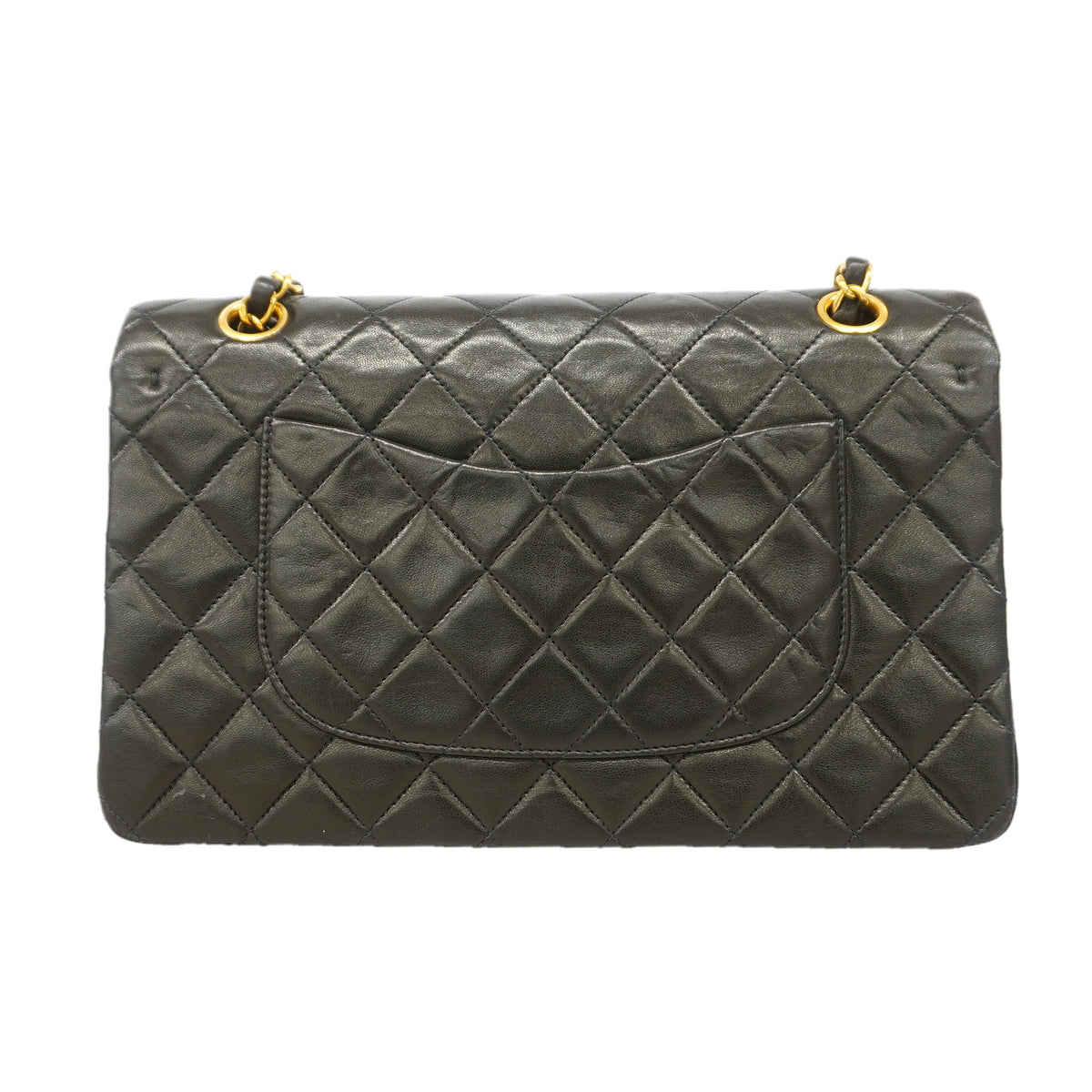 【6kb1083】シャネル ショルダーバッグ マトラッセ Wフラップ Wチェーン ラムスキン ブラック ゴールド金具【中古】レディース