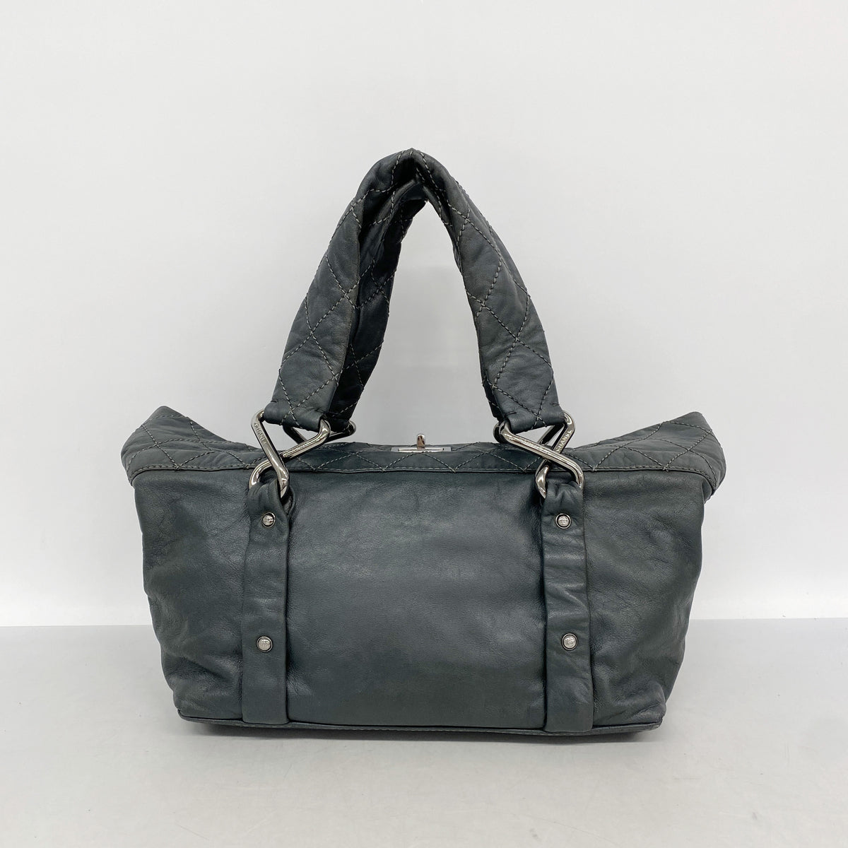 【6kb1312】シャネル トートバッグ 2.55/マトラッセ レザー ダークグリーン シルバー金具【中古】レディース