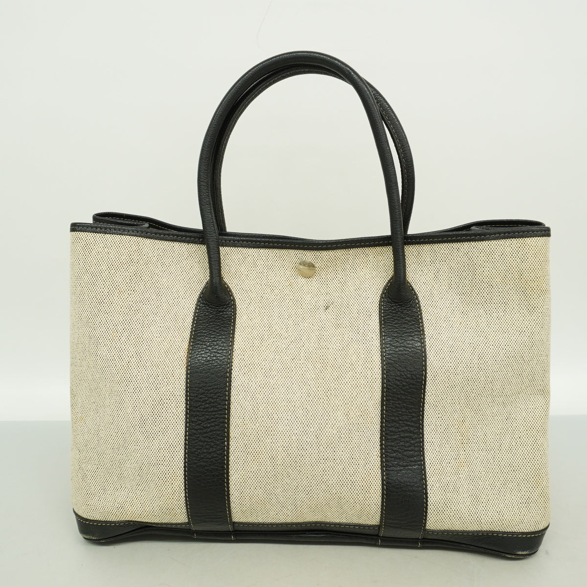 【6kb1626】エルメス トートバッグ ガーデンパーティPM トワルアッシュ ブラック シルバー金具 □G刻印【中古】レディース
