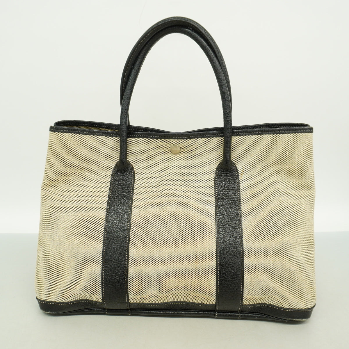 【6kb1627】エルメス トートバッグ ガーデンパーティPM トワルアッシュ ブラック シルバー金具 □H刻印【中古】レディース
