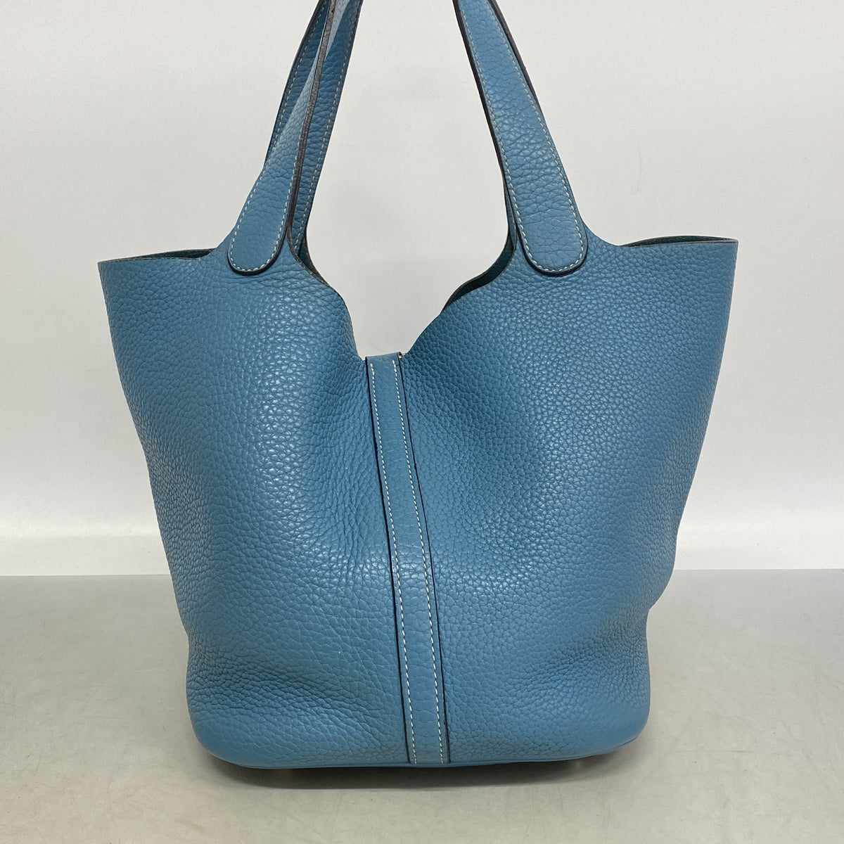 【6kc2009】エルメス ハンドバッグ ピコタンロックMM トリヨンクレマンス ブルージーン シルバー金具 □O刻印【中古】レディース