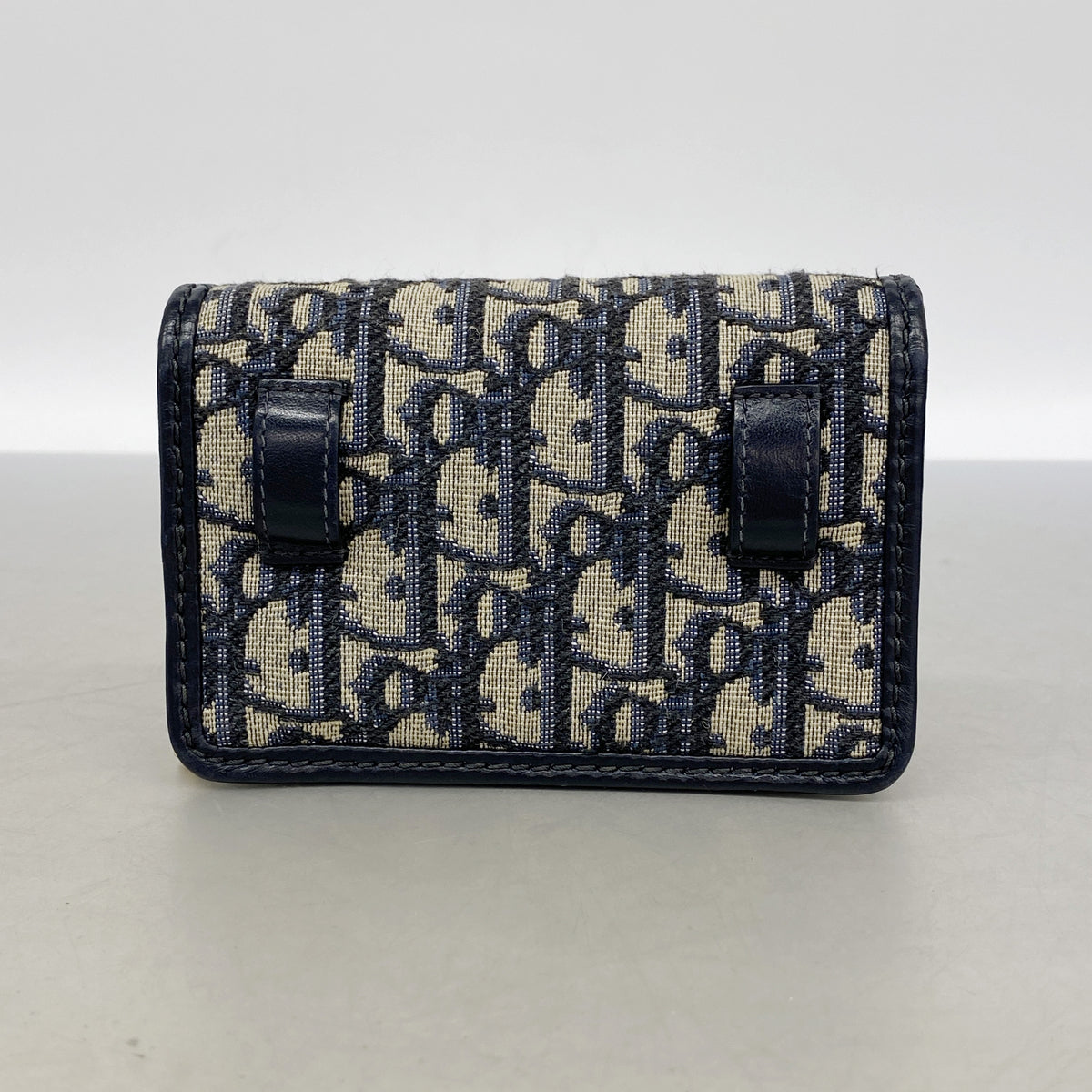 【6kc2195】クリスチャンディオール ショルダーバッグ トロッター オブリーク キャンバス ネイビー ゴールド金具【中古】レディース