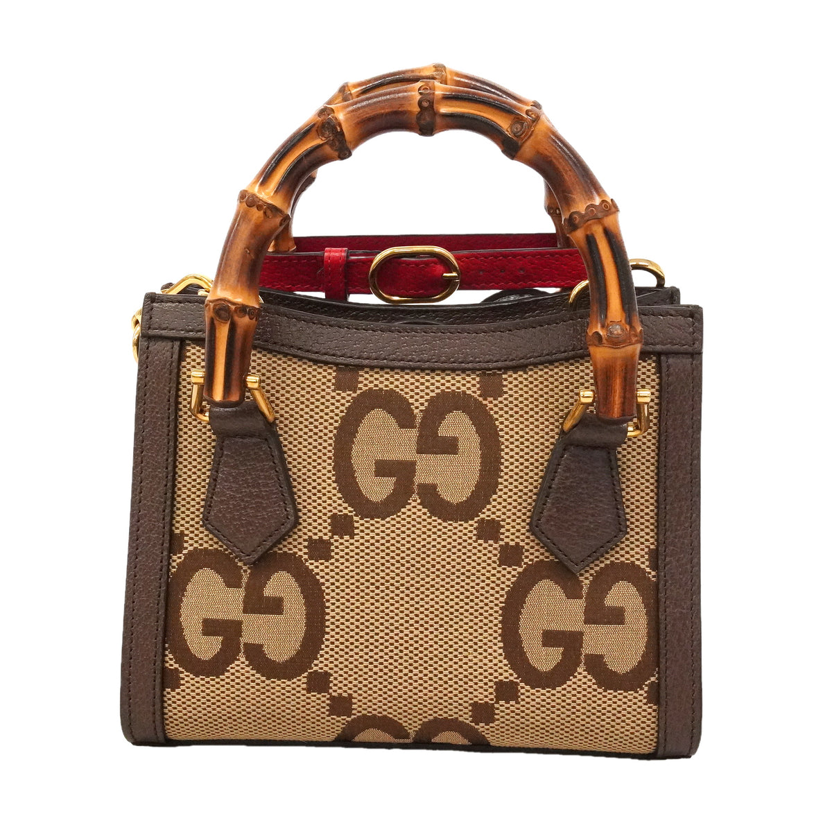 【6kc2254】グッチ ハンドバッグ ダイアナ 655661 キャンバス レザー ブラウン ゴールド金具 2wayバッグ【中古】レディース