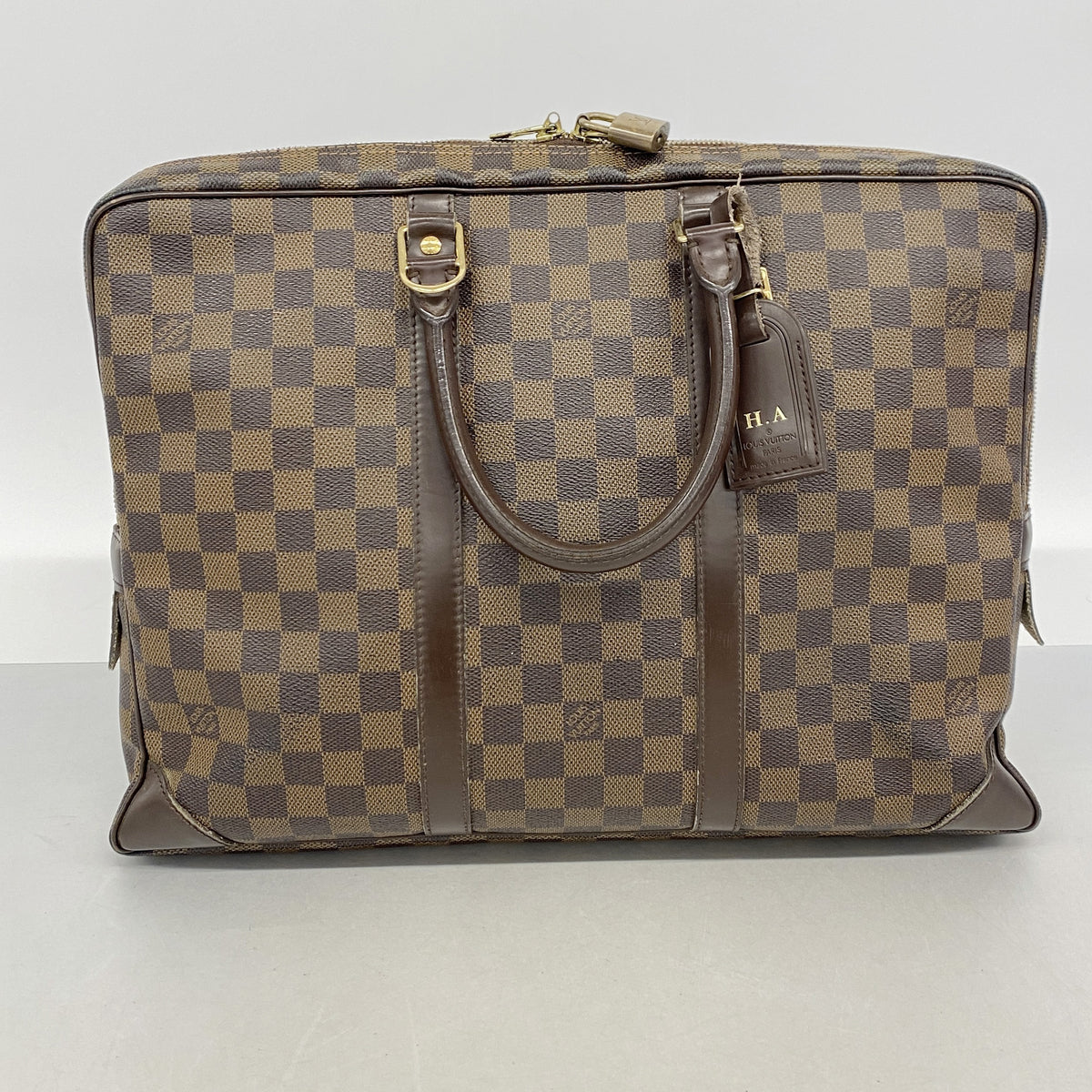 【6kc2265】ルイヴィトン ブリーフケース ダミエ ポルトドキュマンヴォワヤージュ N41124 エベヌ【中古】メンズ