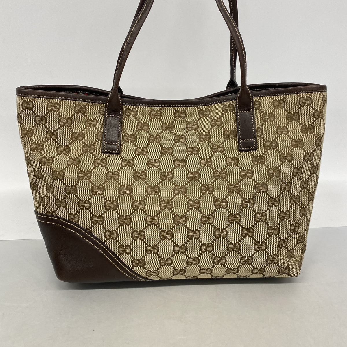 【6kc2563】グッチ トートバッグ GGキャンバス 169946 キャンバス ブラウン シャンパンゴールド金具【中古】レディース
