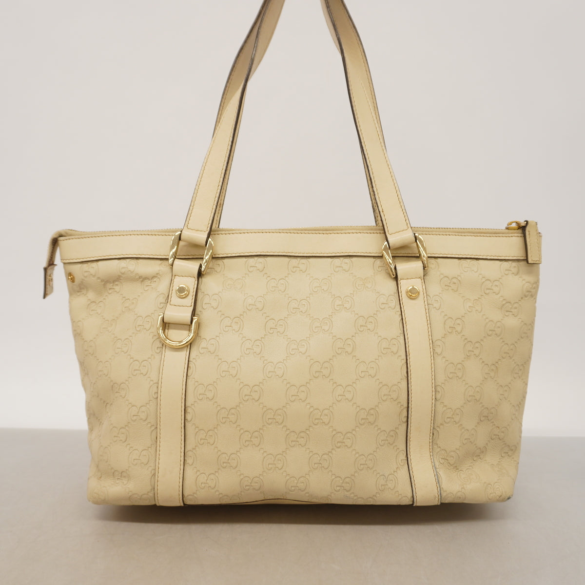 【6kc3017】グッチ トートバッグ グッチシマ 141470 レザー ベージュ ゴールド金具【中古】レディース