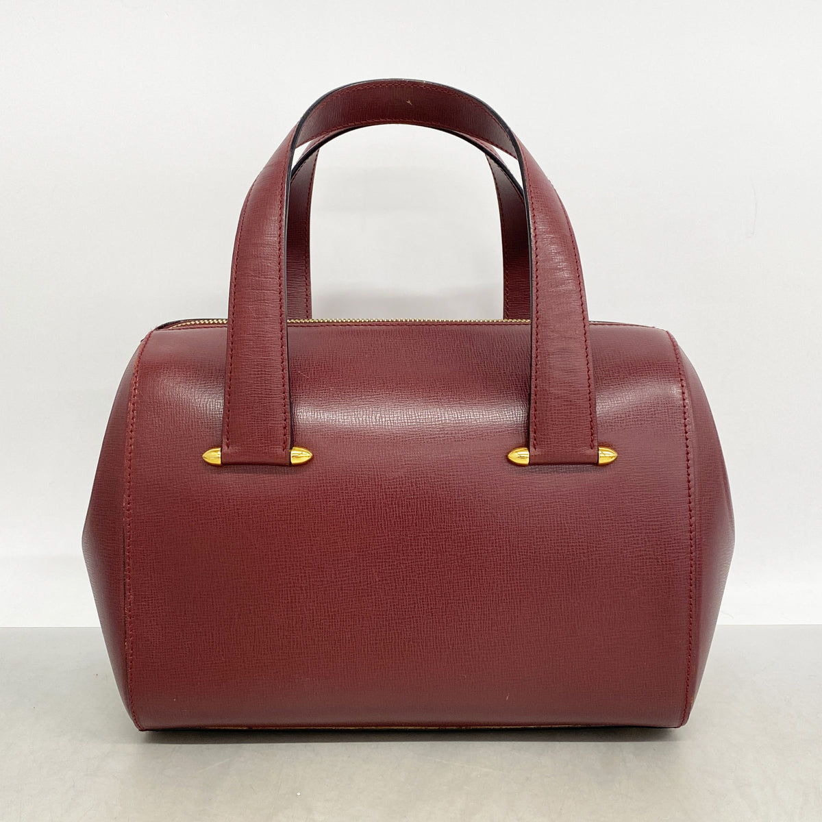 【6kc3124】カルティエ ハンドバッグ マスト レザー ボルドー ゴールド金具【中古】レディース