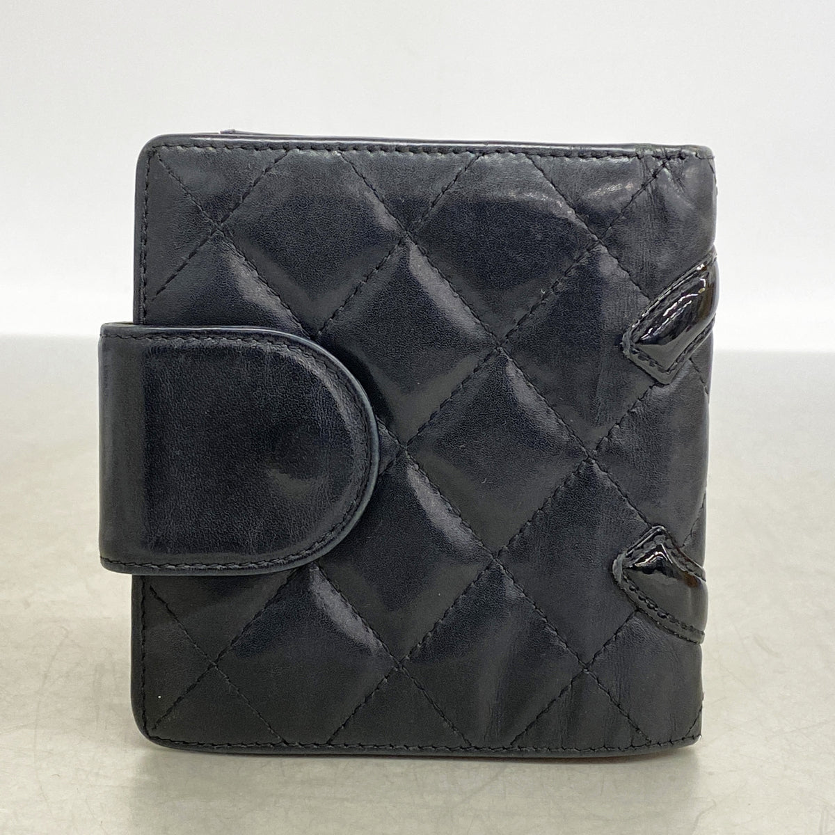 【6kc3161】シャネル 財布 カンボン ラムスキン ブラック シルバー金具【中古】レディース
