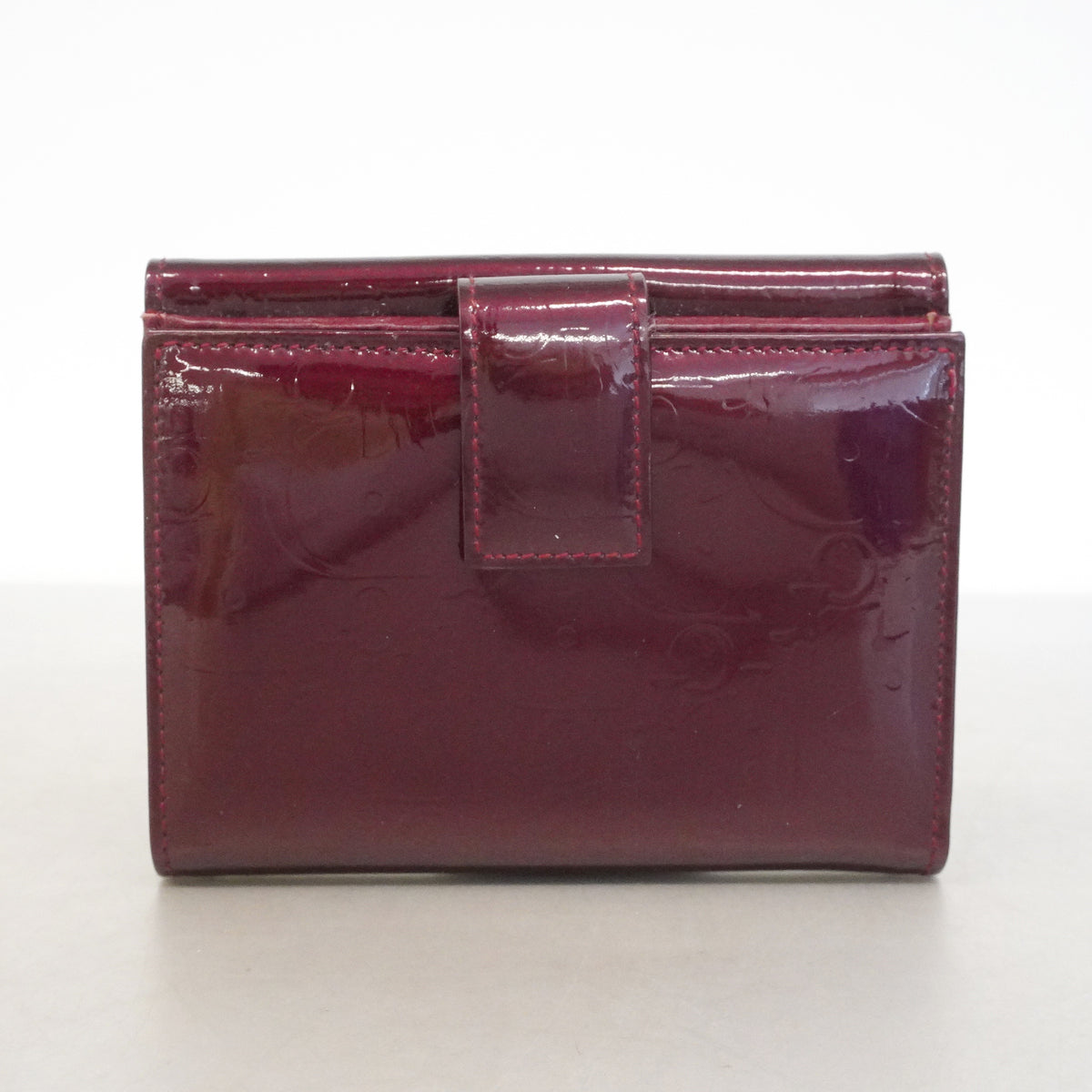 【6kc3251】クリスチャンディオール 財布 エナメル ボルドー シルバー金具【中古】レディース