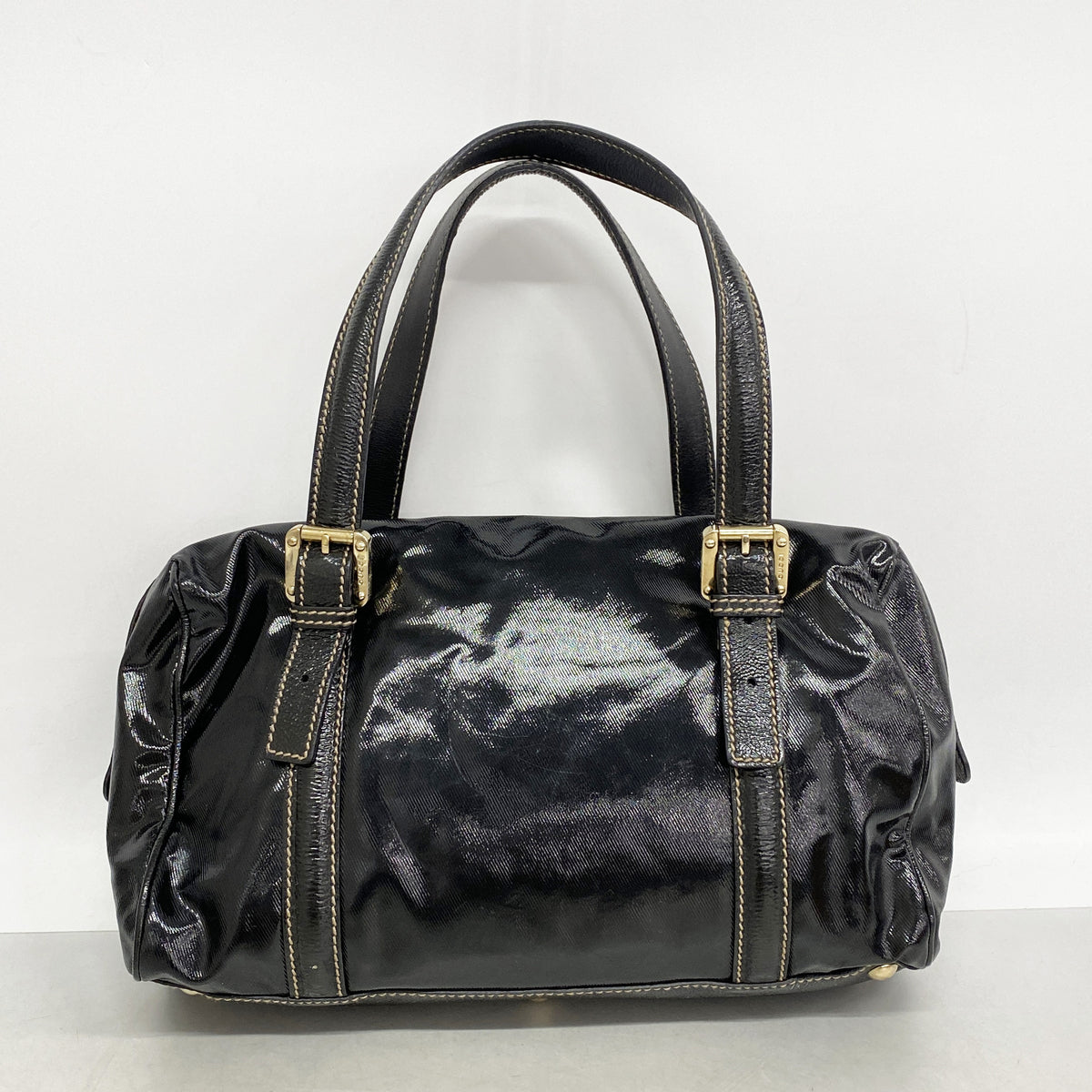 【6kc3263】グッチ トートバッグ シェリーライン 170009 レザー ブラック ゴールド金具【中古】レディース