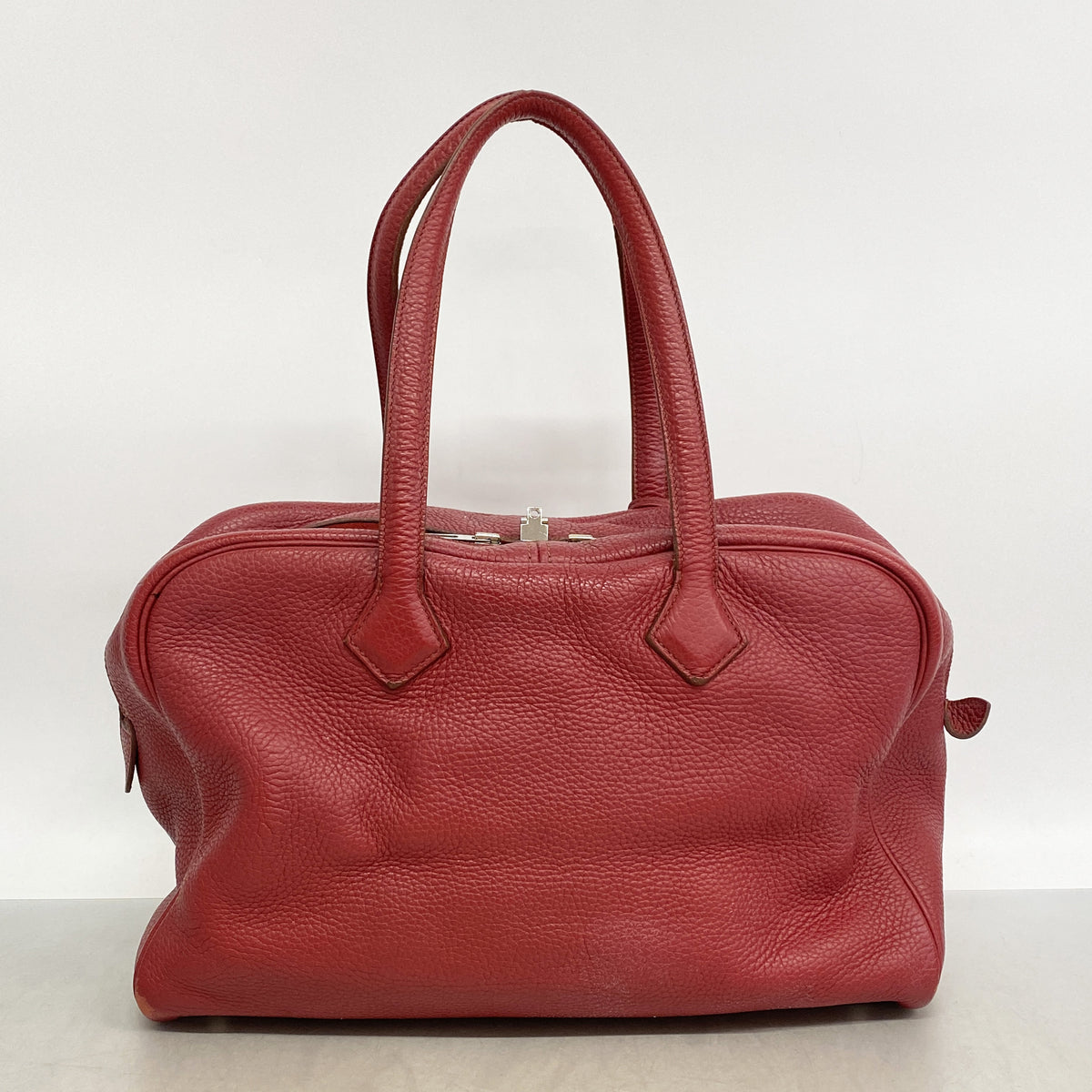 【6kc3298】エルメス トートバッグ ヴィクトリア35 トリヨンクレマンス ルージュカザック シルバー金具 □O刻印【中古】レディース