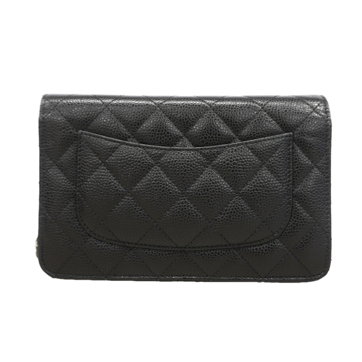 【6kd3351】シャネル ショルダーウォレット マトラッセ チェーンショルダー キャビアスキン ブラック シルバー金具【中古】レディース