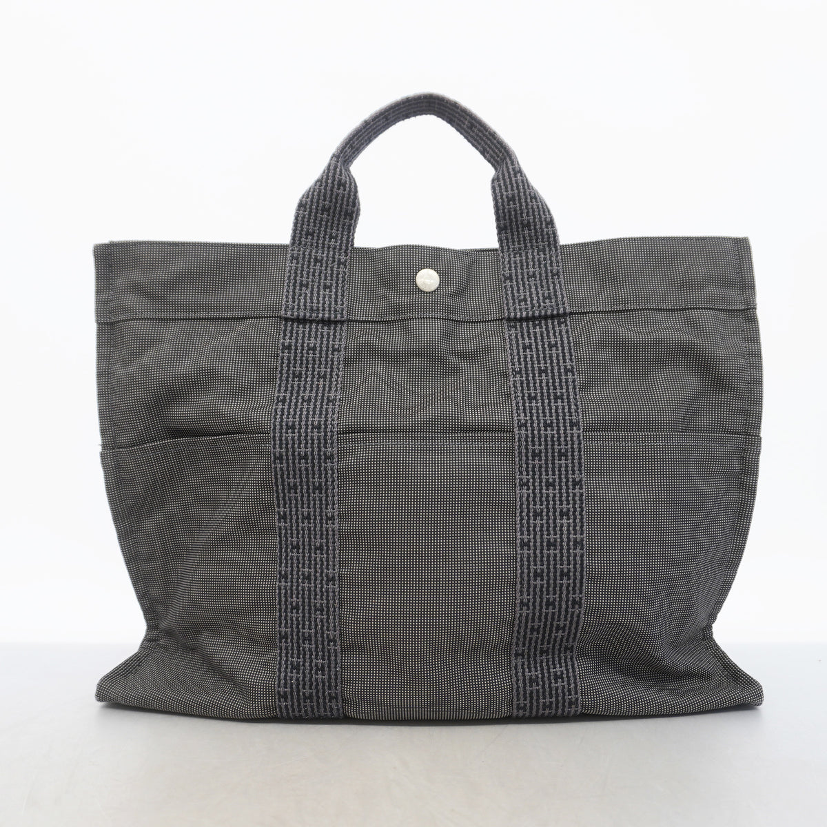 【6kd3388】エルメス トートバッグ エールラインMM ナイロン グレー シルバー金具【中古】レディース