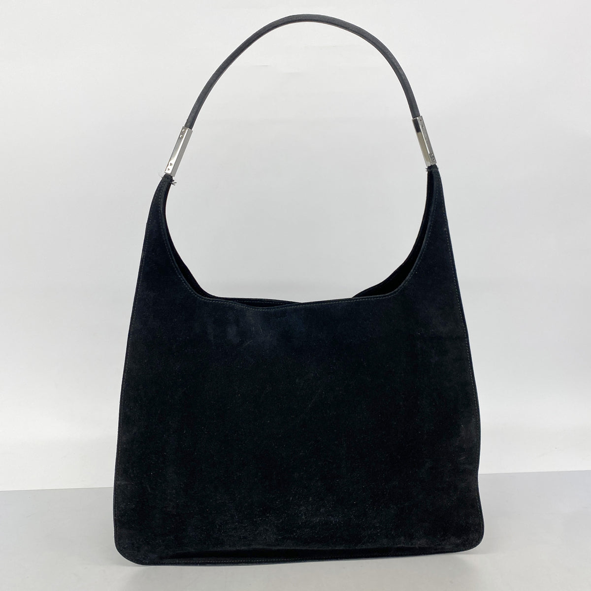 【6kd3951】グッチ ショルダーバッグ 001 3192 スウェード ブラック シルバー金具【中古】レディース