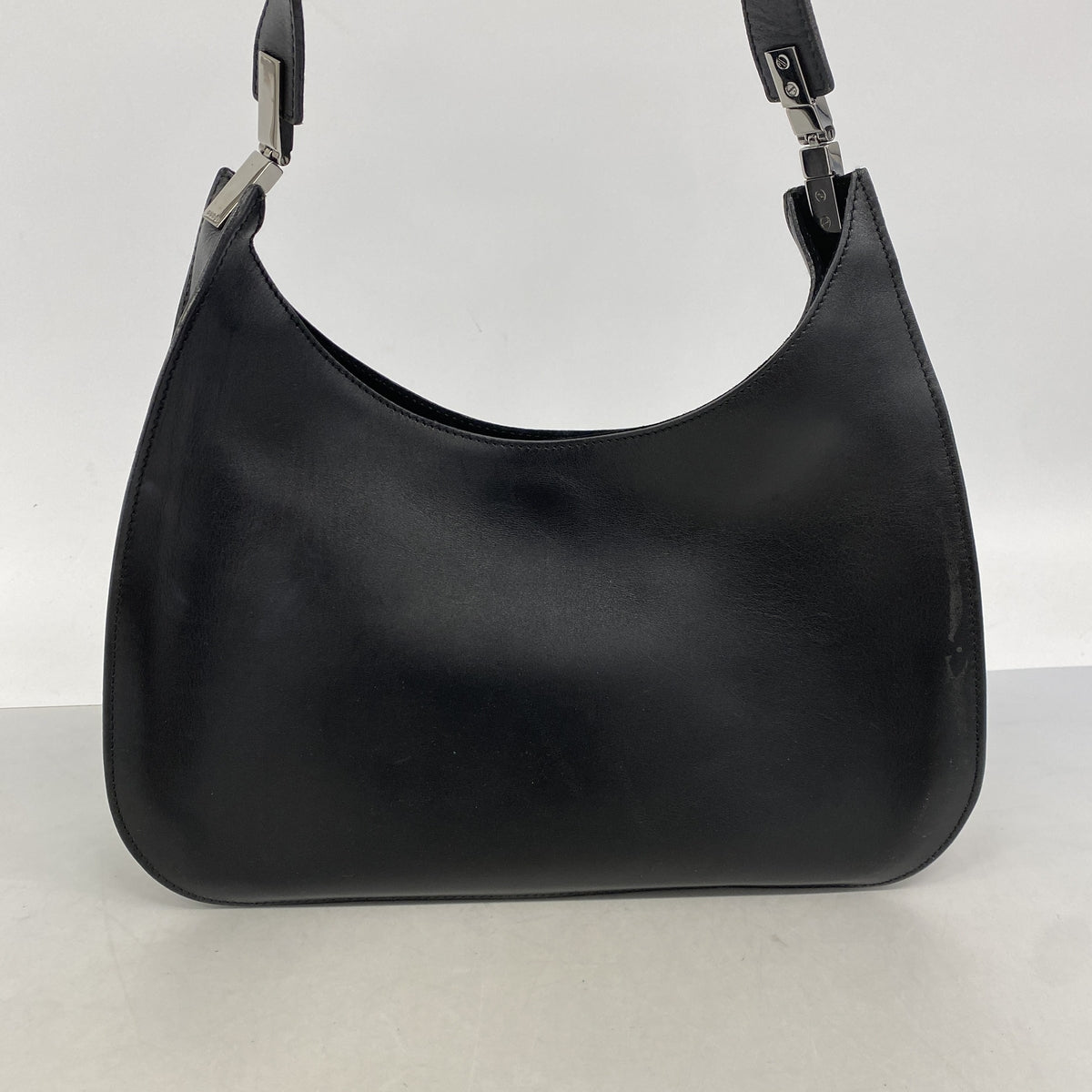 【6kd4290】グッチ ショルダーバッグ 001 3767 レザー ブラック シルバー金具【中古】レディース