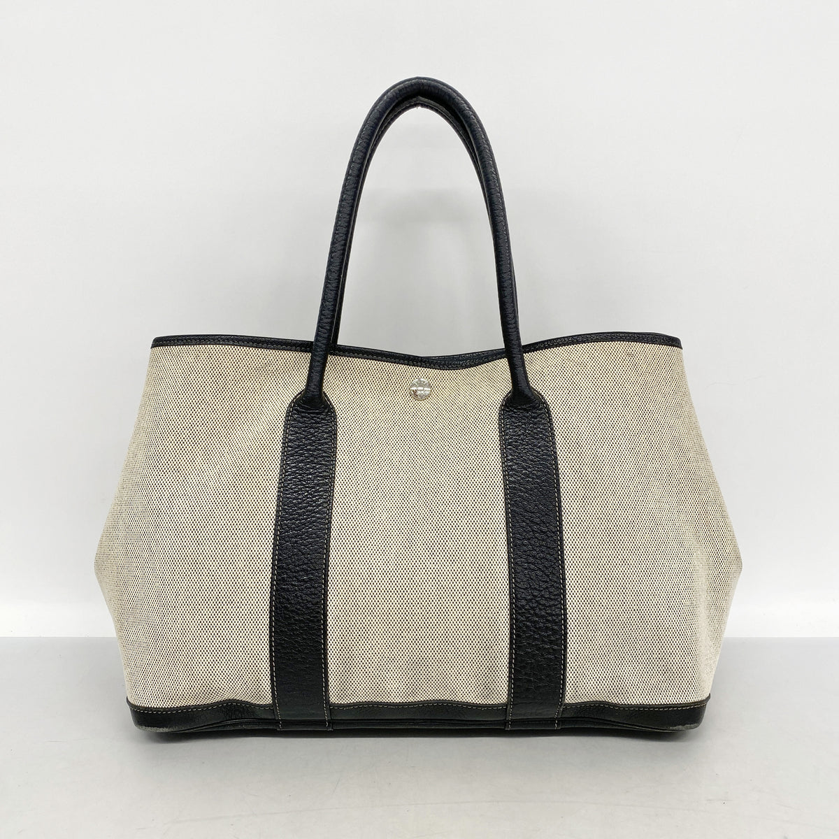 【6kd4564】エルメス トートバッグ ガーデンパーティPM トワルアッシュ ブラック シルバー金具 □J刻印【中古】レディース
