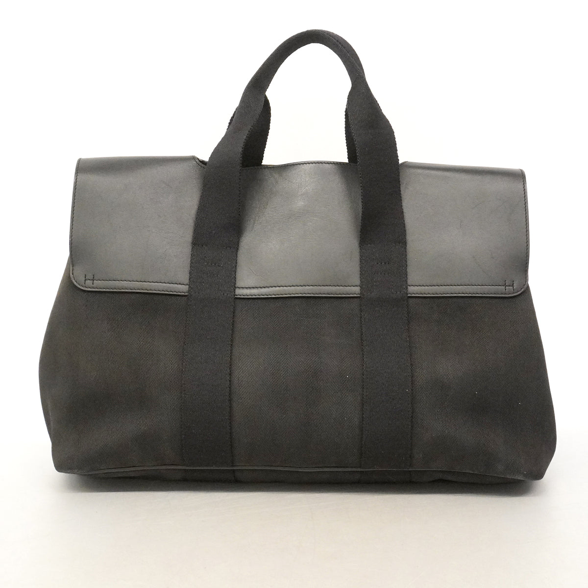 【6kd4629】エルメス トートバッグ ヴァルパラインMM トワルシェブロン ブラック シルバー金具【中古】メンズ レディース ユニセックス