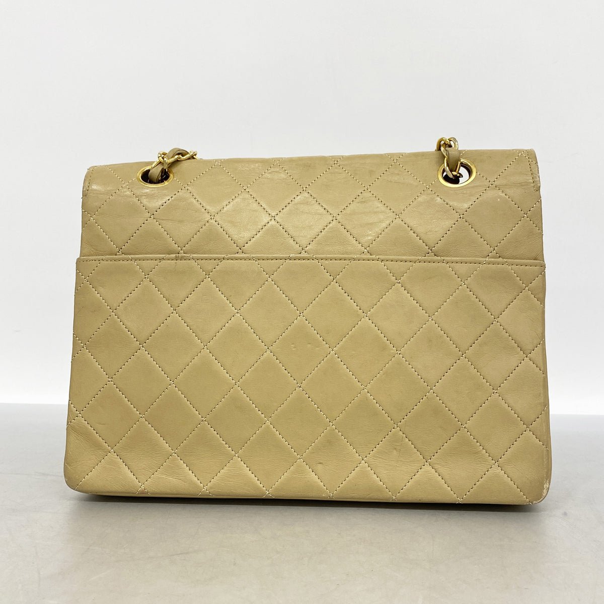 【6kd4687】シャネル ショルダーバッグ マトラッセ Wチェーン ラムスキン ベージュ ゴールド金具【中古】レディース