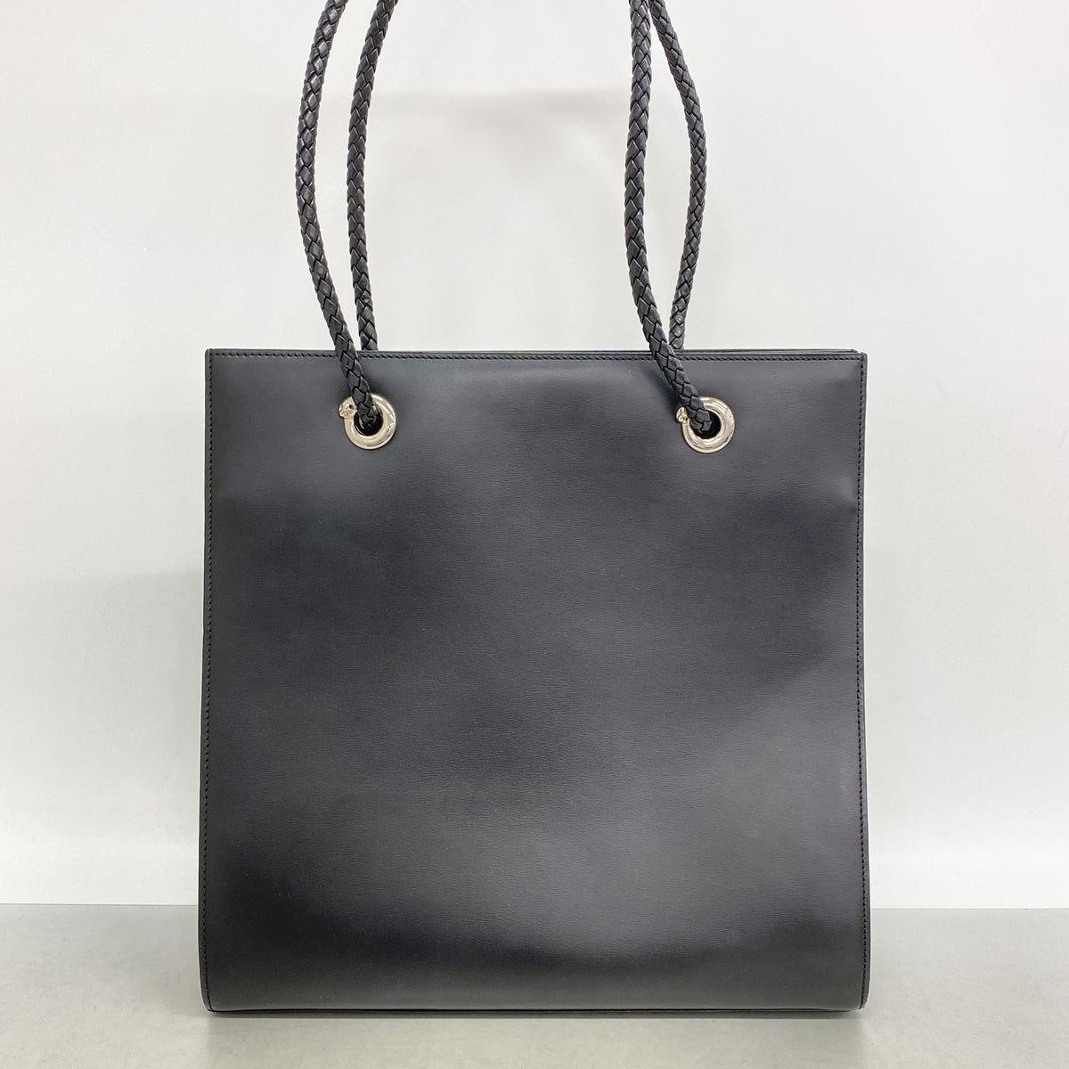 【6kd4964】カルティエ トートバッグ パンテール レザー ブラック シルバー金具【中古】レディース
