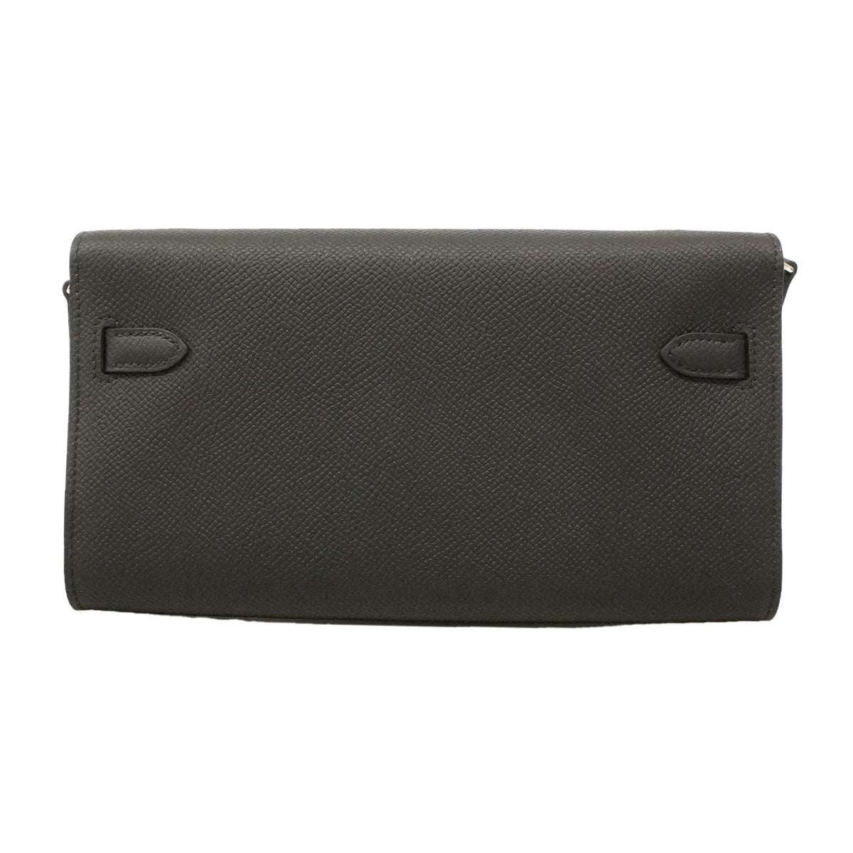 【6kd5020】エルメス ショルダーウォレット ケリーウォレットトゥーゴー ヴォーエプソン ブラック シルバー金具 G刻印【中古】レディース