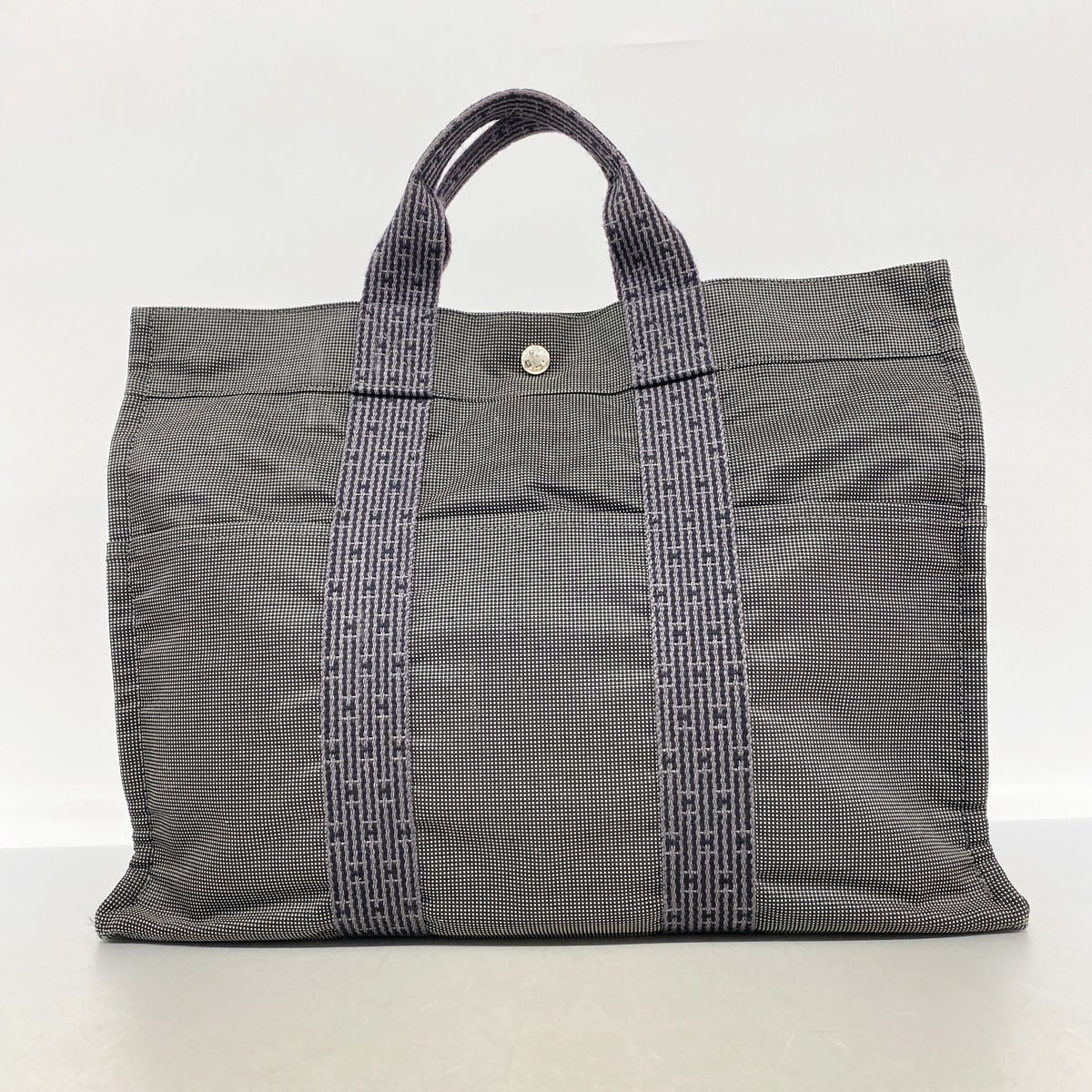 【6ke5038】エルメス トートバッグ エールラインMM ナイロン グレー シルバー金具【中古】メンズ レディース ユニセックス