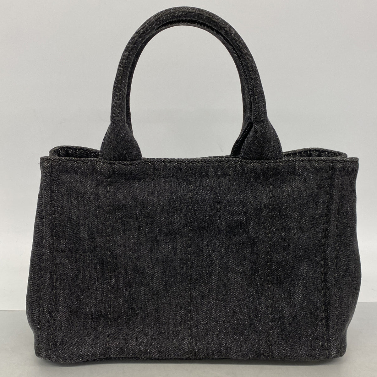 【6ke5055】プラダ ハンドバッグ カナパ デニム ブラック ゴールド金具 2wayバッグ【中古】レディース
