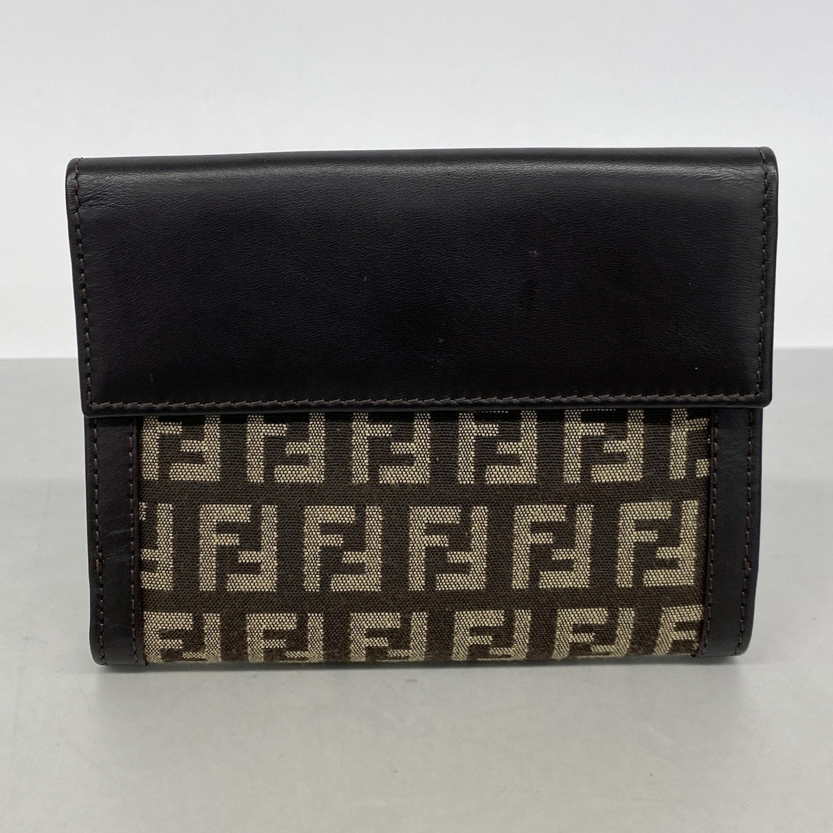 【6ke5158】フェンディ 財布 ズッキーノ ナイロンキャンバス ブラウン シルバー金具【中古】レディース