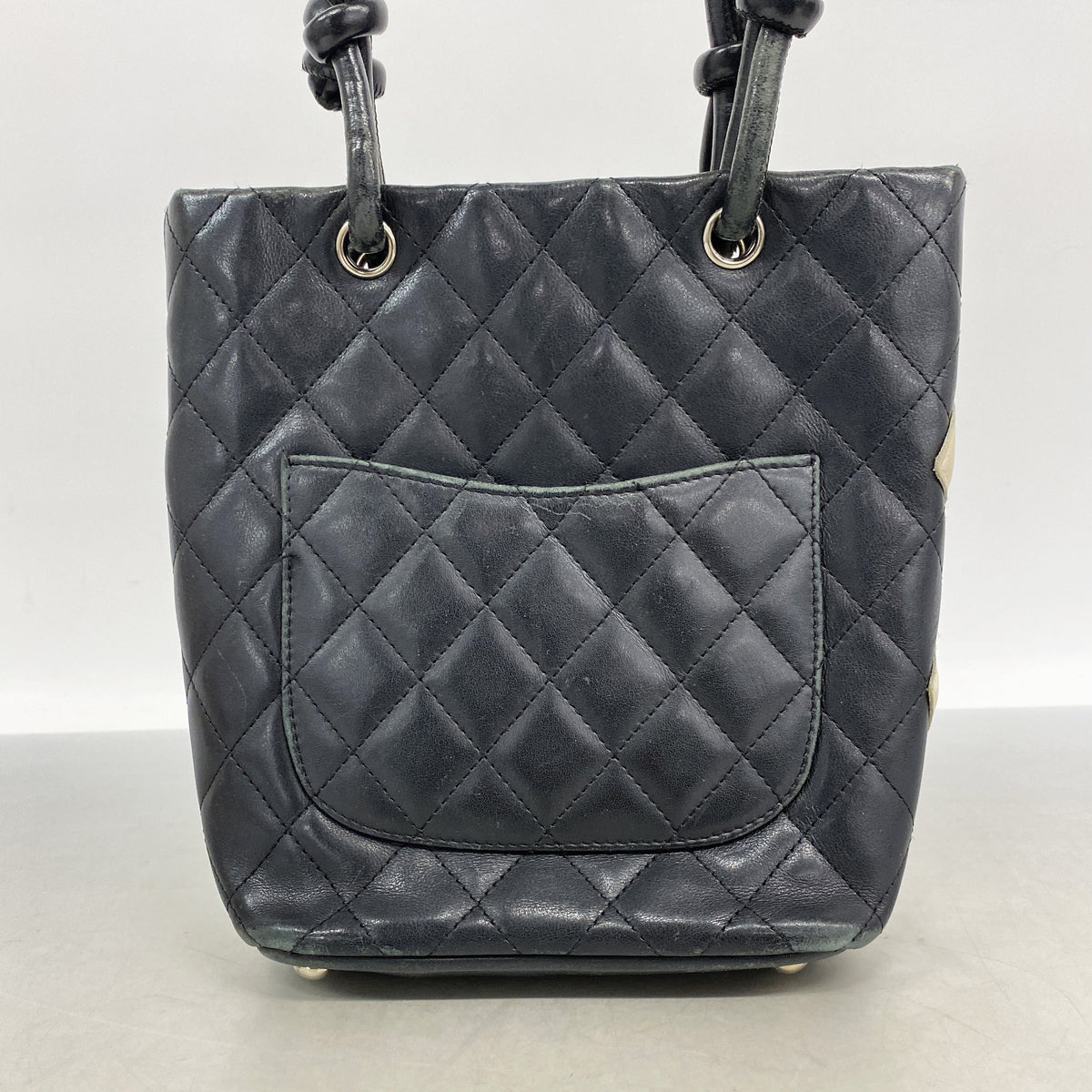 【6ke5166】シャネル ハンドバッグ カンボン ラムスキン ブラック シルバー金具【中古】レディース