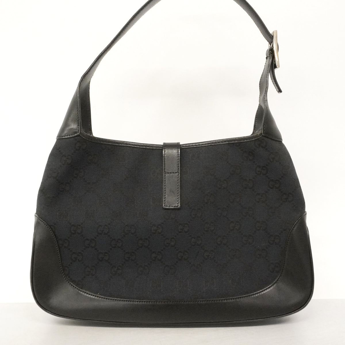 【6ke5175】グッチ ショルダーバッグ GGキャンバス/ジャッキー 001 3306 キャンバス ブラック シルバー金具【中古】レディース