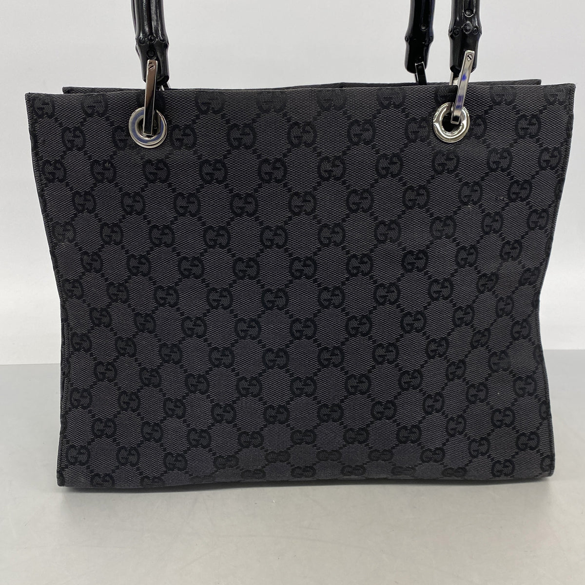 【6ke5567】グッチ ハンドバッグ GGキャンバス バンブー 002 1016 キャンバス ブラック シルバー金具【中古】レディース