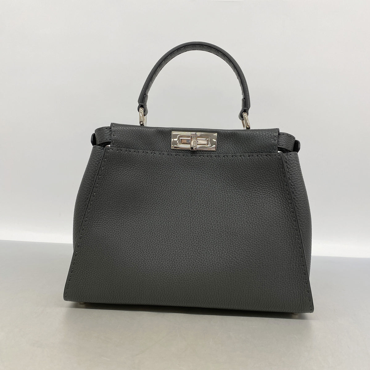 【6ke5575】フェンディ ハンドバッグ セレリア ピーカブー レザー グレー シルバー金具 2wayバッグ【中古】レディース