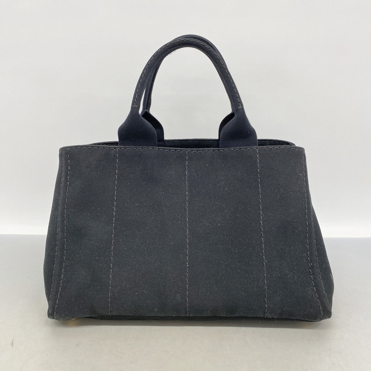 【6ke5689】プラダ トートバッグ カナパ キャンバス ブラック ゴールド金具 2wayバッグ【中古】レディース