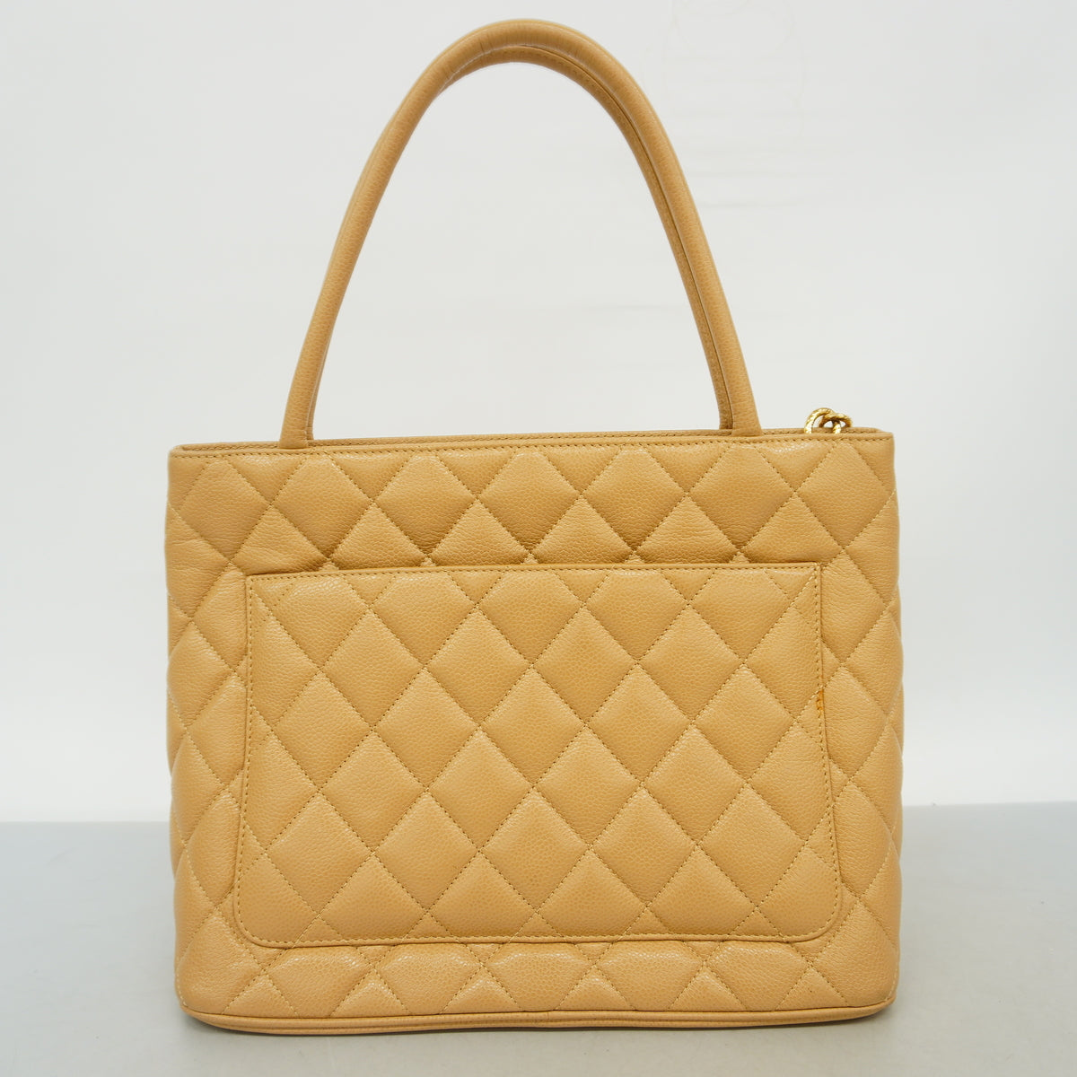 【6ke5998】シャネル トートバッグ 復刻トート キャビアスキン ベージュ ゴールド金具【中古】レディース