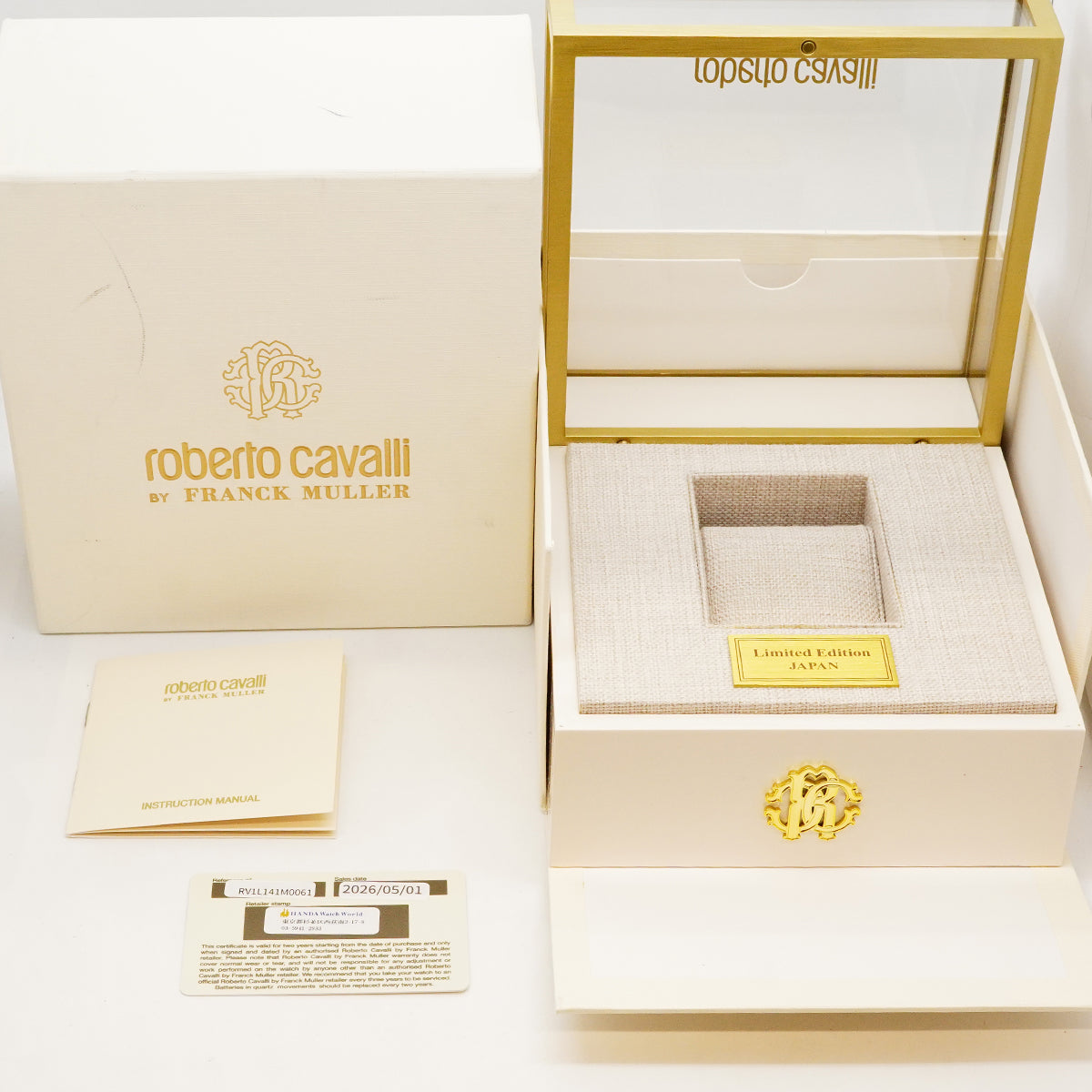 【6wha0022】ロベルト・カヴァリ バイ フランク・ミュラー スネーク RV1L141M0061 黒文字盤【中古】腕時計 レディース