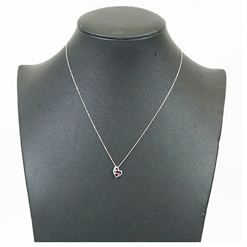【jt025】 ネックレス ハートモチーフ K10WG ホワイトゴールド ダイヤモンド 0.06ct【中古】レディース